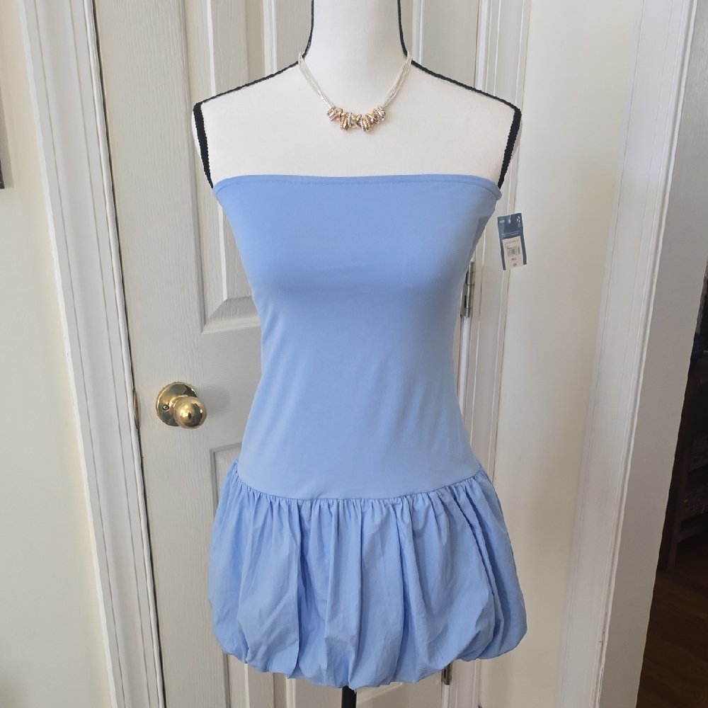 ARIZONA JEAN CO BRAND WOMEN'S JUNIOR SIZE LIGHT BLUE STRAPLESS DRESS SIZE XL